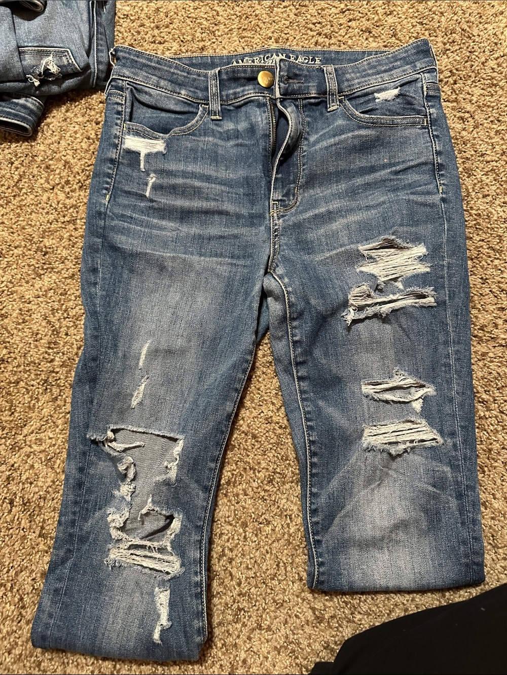 American Eagle Outfitters Ripped Mid Blue High Rise Jeans